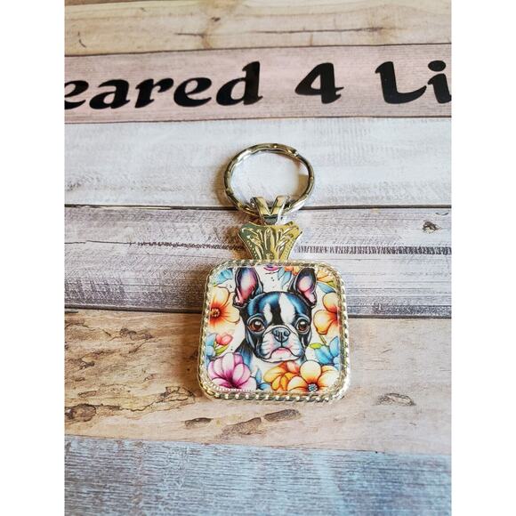 New Unique Boston Terrier Dog Concho Keychain, Dog Car Accessories - Picture 1 of 3